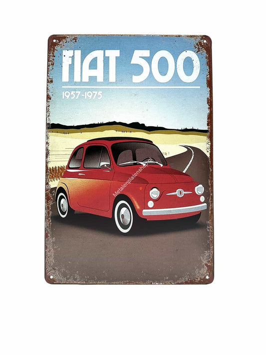 Metalen Wandbord - Fiat 500 - 1957-1975