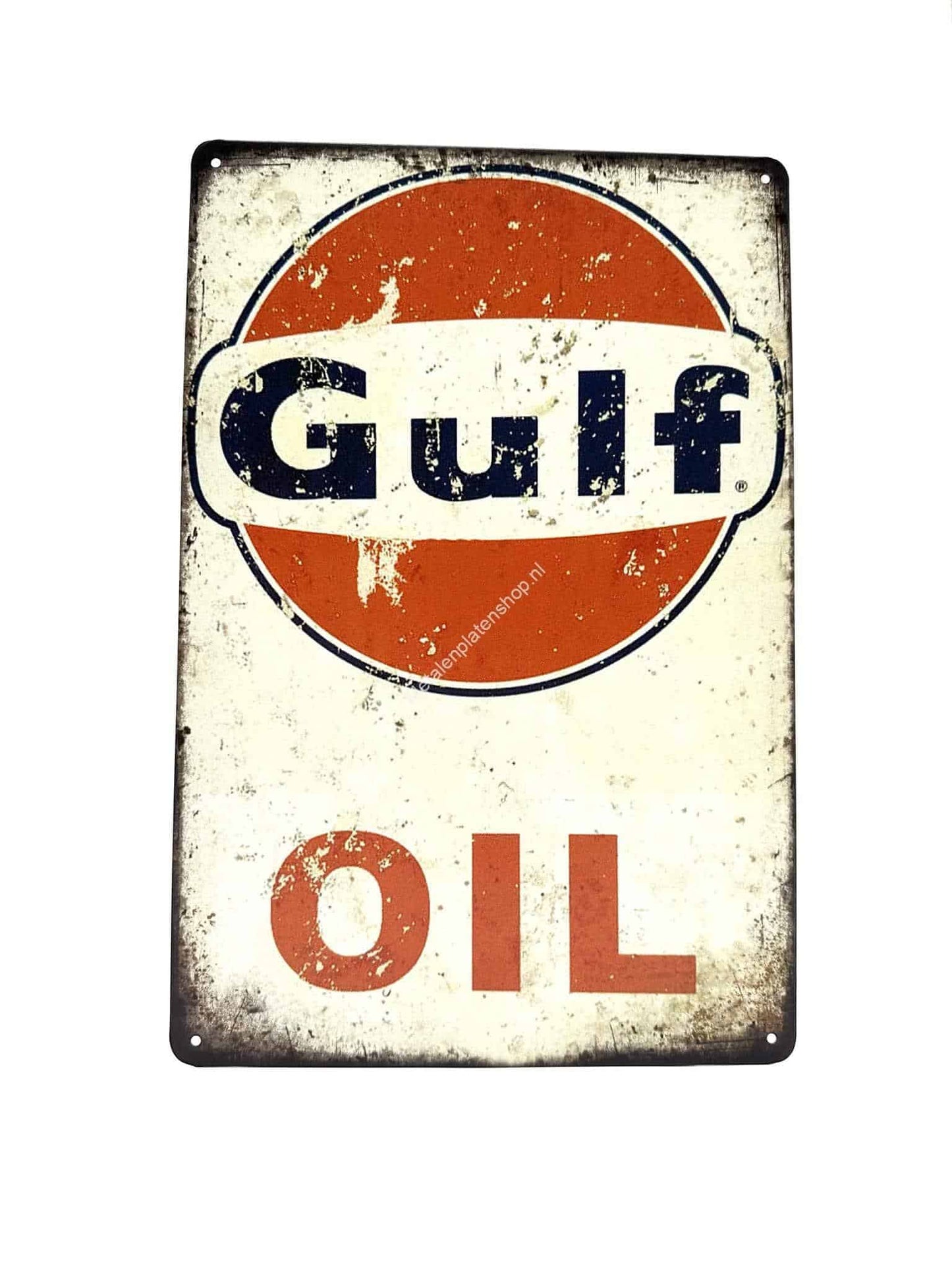 Wandschild aus Metall – Gulf Oil – Öl