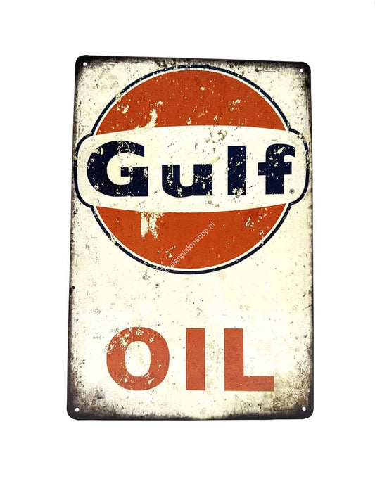 Metal Wall Sign - Gulf Oil - Oil