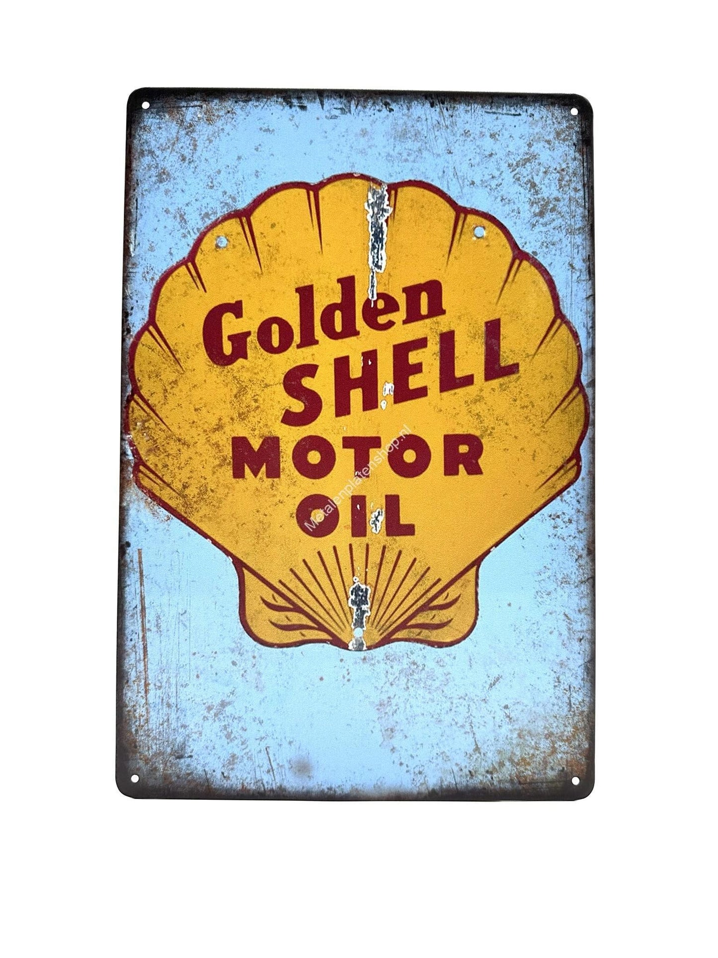 Metalen Wandbord - Golden Shell - Motor Oil