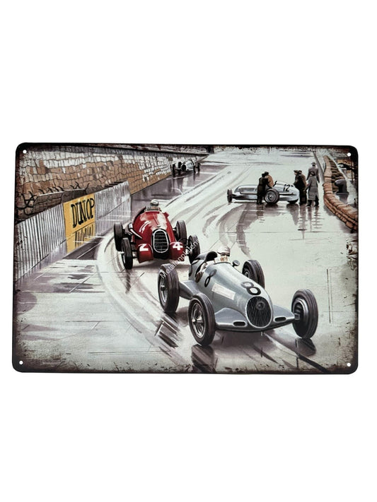 Metal Wall Sign - Vintage Racing Car - Number 8