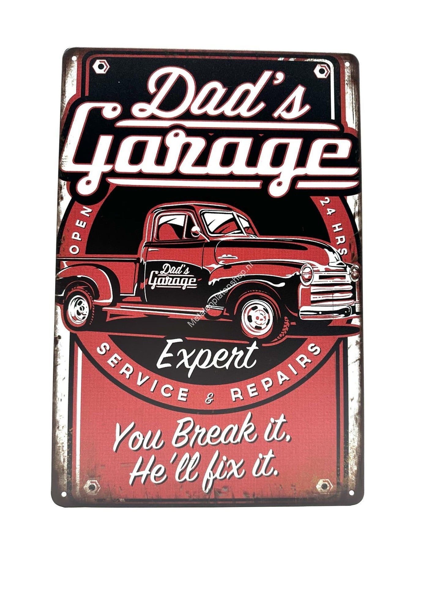 Metalen Wandbord - Dad's Garage - Expert - You break it, he will fix it