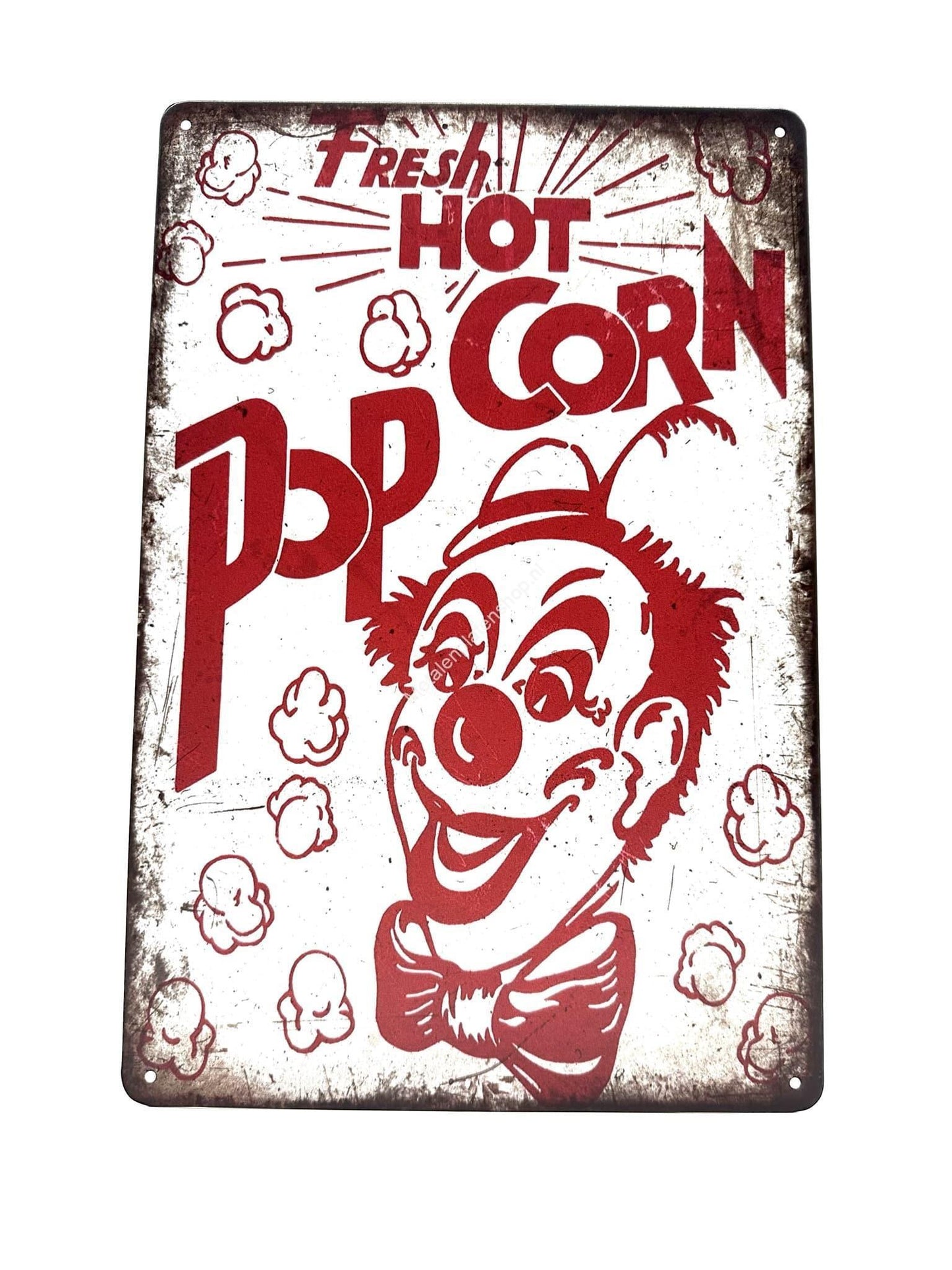 Wandschild aus Metall – Fresh Hot Popcorn – Clown