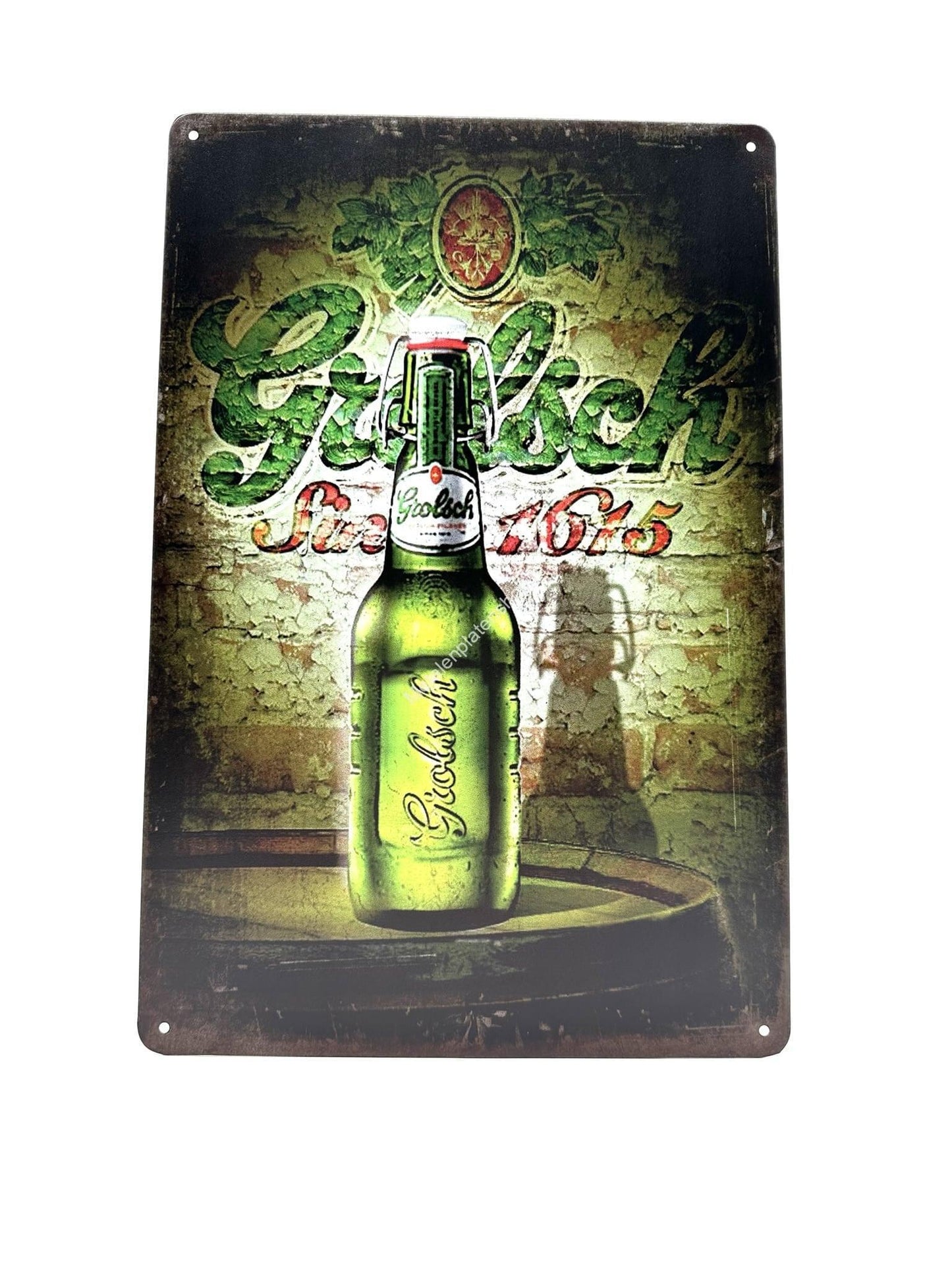 Metallwandschild - Grolsch - Flasche - Grün