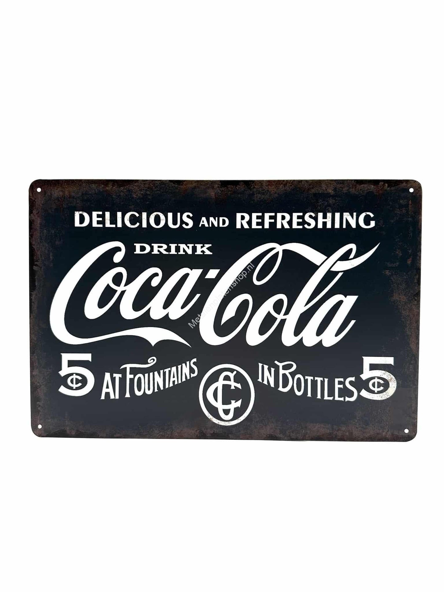 Metal Wall Sign - Coca Cola - Black