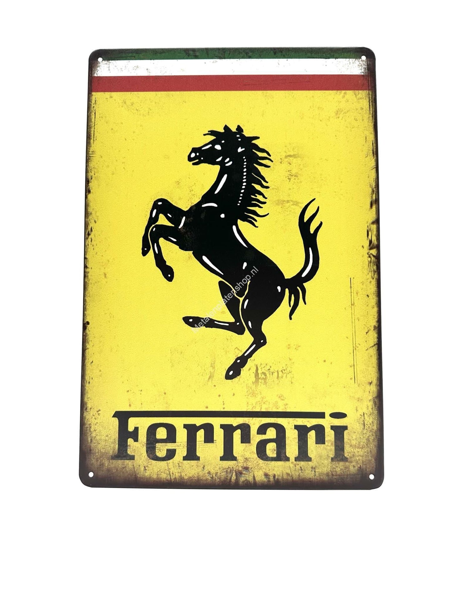 Metallwandschild - Ferrari - Gelb - Italien - Pferd