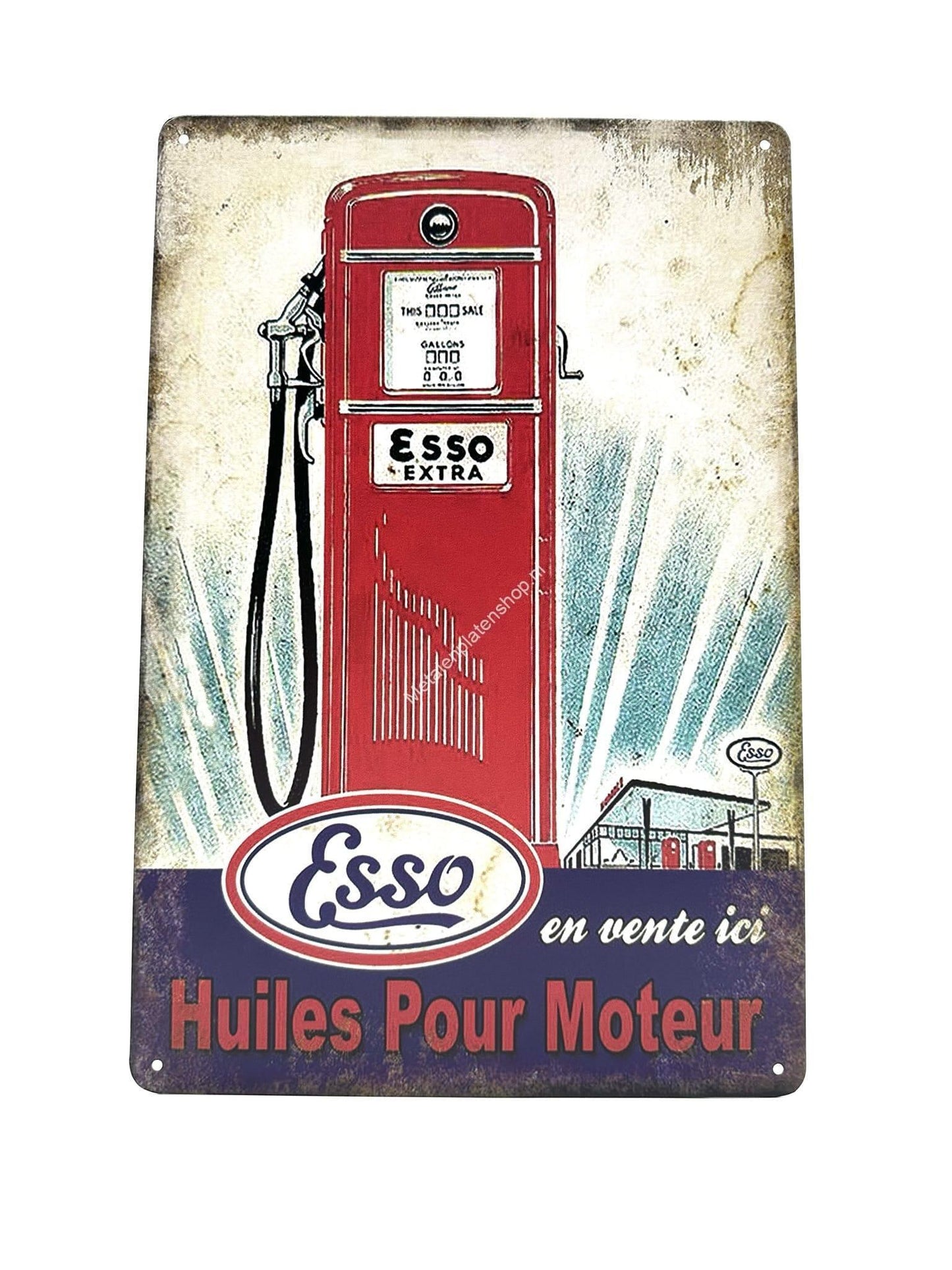 Metalen Wandbord - Esso - Huiles Pour Moteur