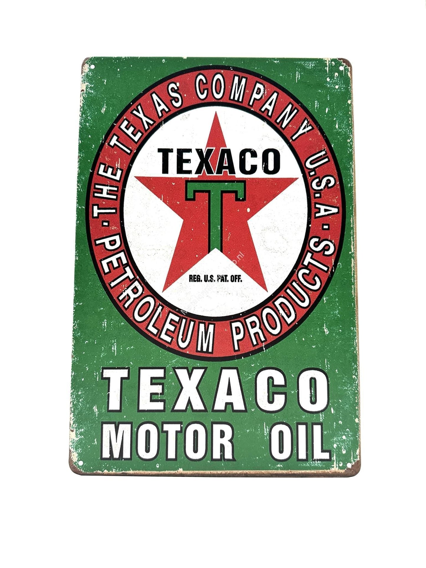 Metal Wall Sign - Texaco Motor Oil - Green