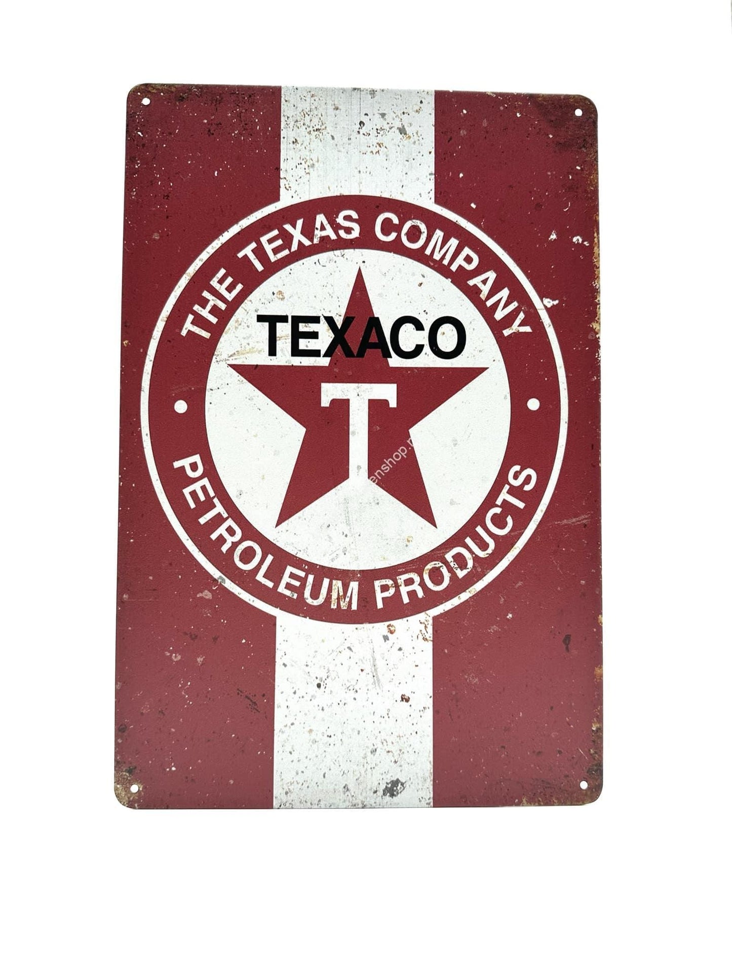 Metallwandschild - Texaco - Rot/Weiß