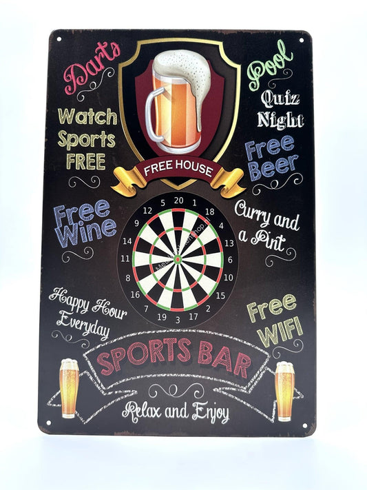 Metal Wall Sign - Sports Bar - Darts - Darts