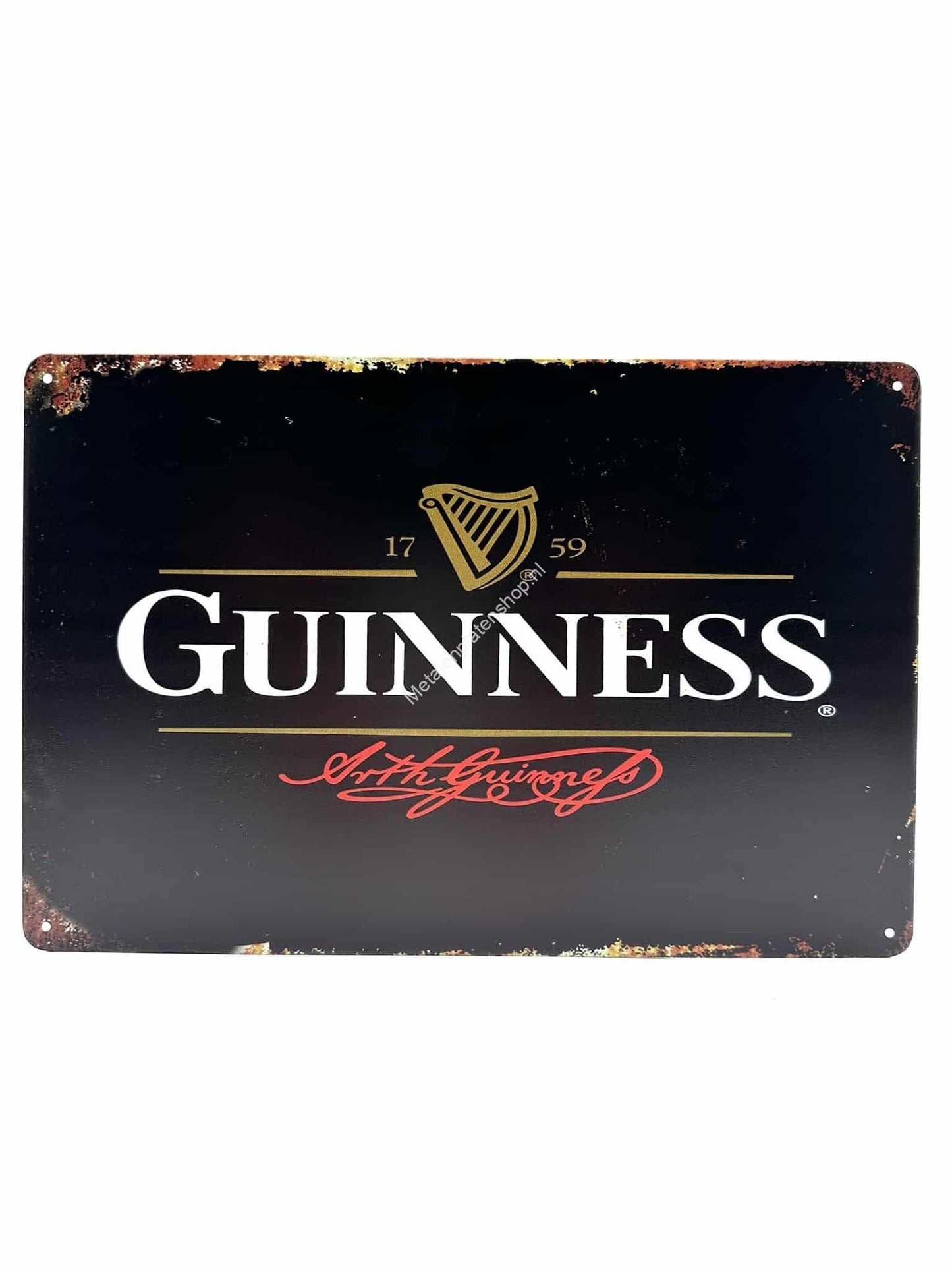 Wandschild aus Metall – Guinness – 1759 – Schwarz