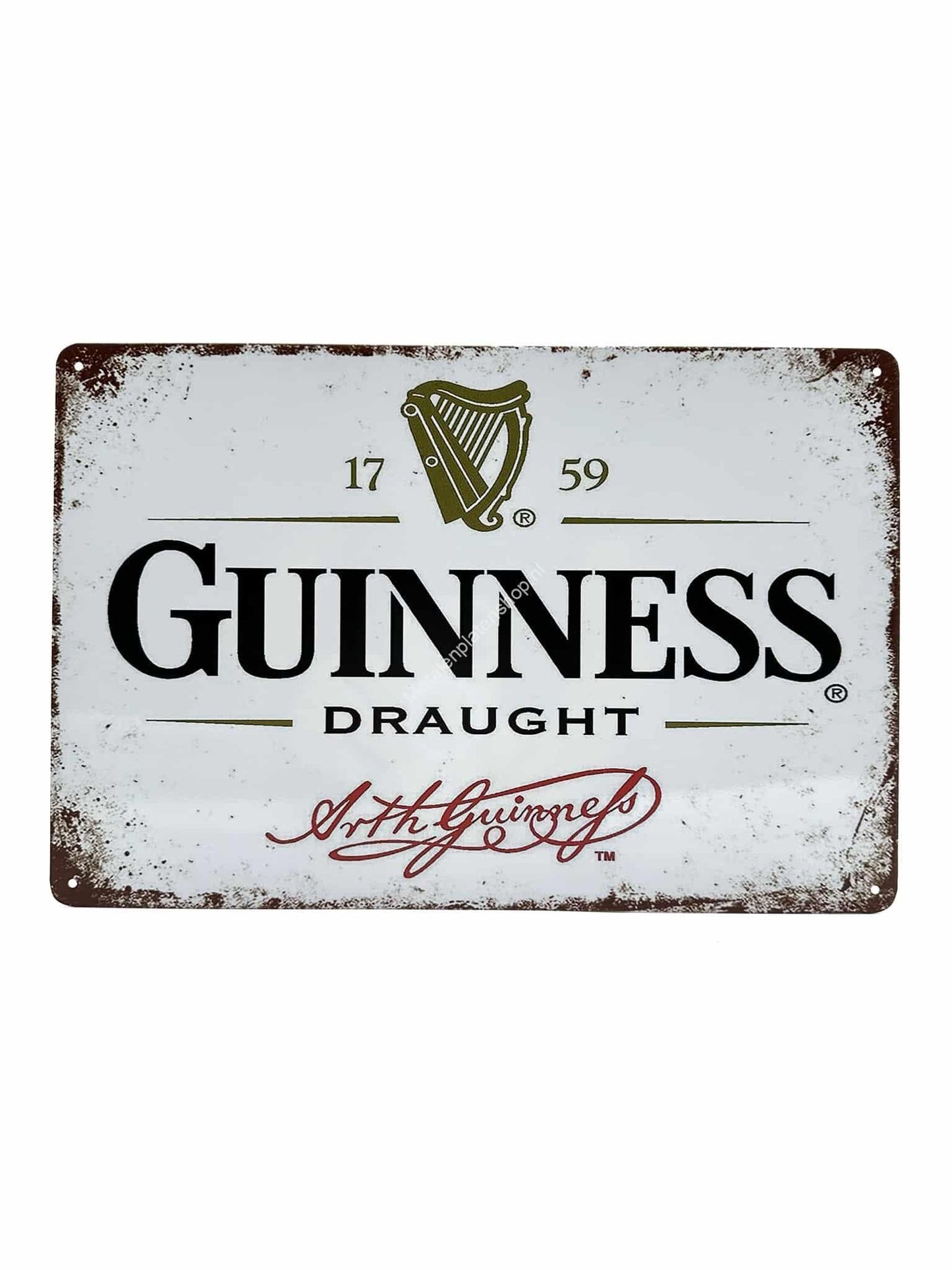 Wandschild aus Metall – Guinness – 1759 – Weiß