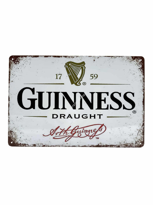 Wandschild aus Metall – Guinness – 1759 – Weiß