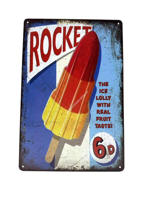 Metal Wall Sign - Rocket Ice Cream - The Ice Lolly with real fruit taste!