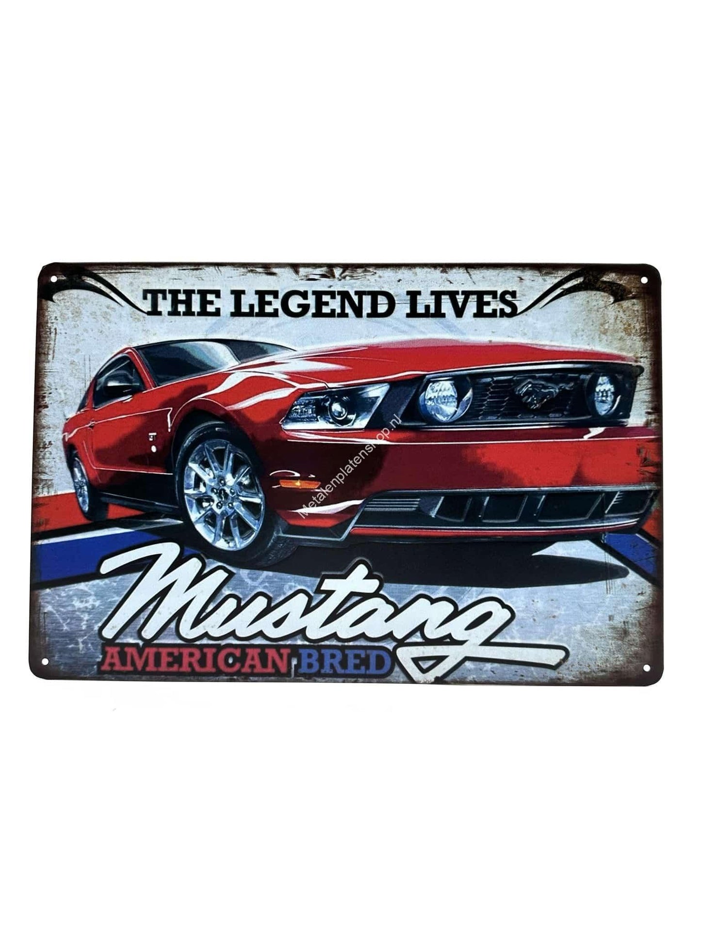 Wandschild aus Metall – The Legend Lives – Mustang – American Bred