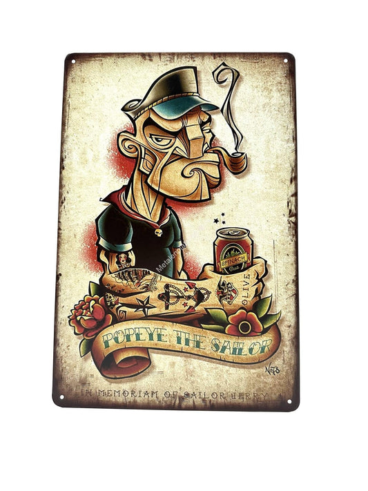 Metalen Wandbord - Popeye the Sailor