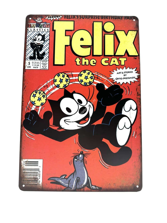 Metalen Wandbord - Felix the Cat - Suprise Birthday