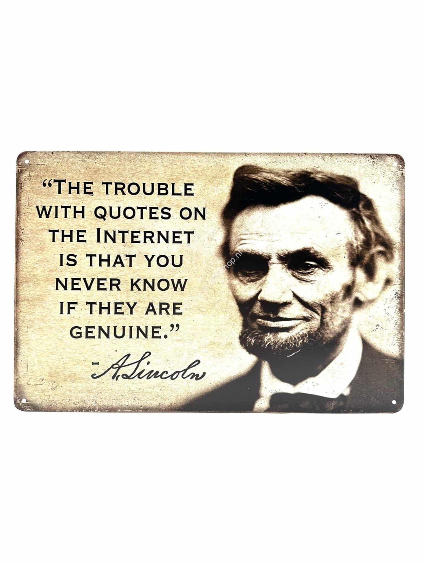 Metalen Wandbord - A. Lincoln - The Trouble with Quotes