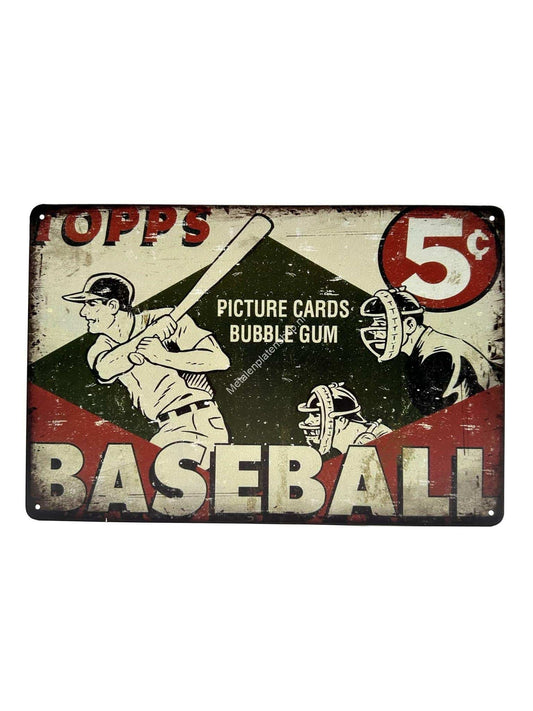 Metalen Wandbord - Topps - Picture Cards Bubble Gum - Baseball