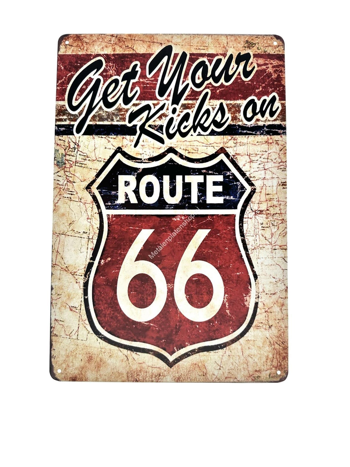 Metalen Wandbord - Get Your Kicks On Route 66