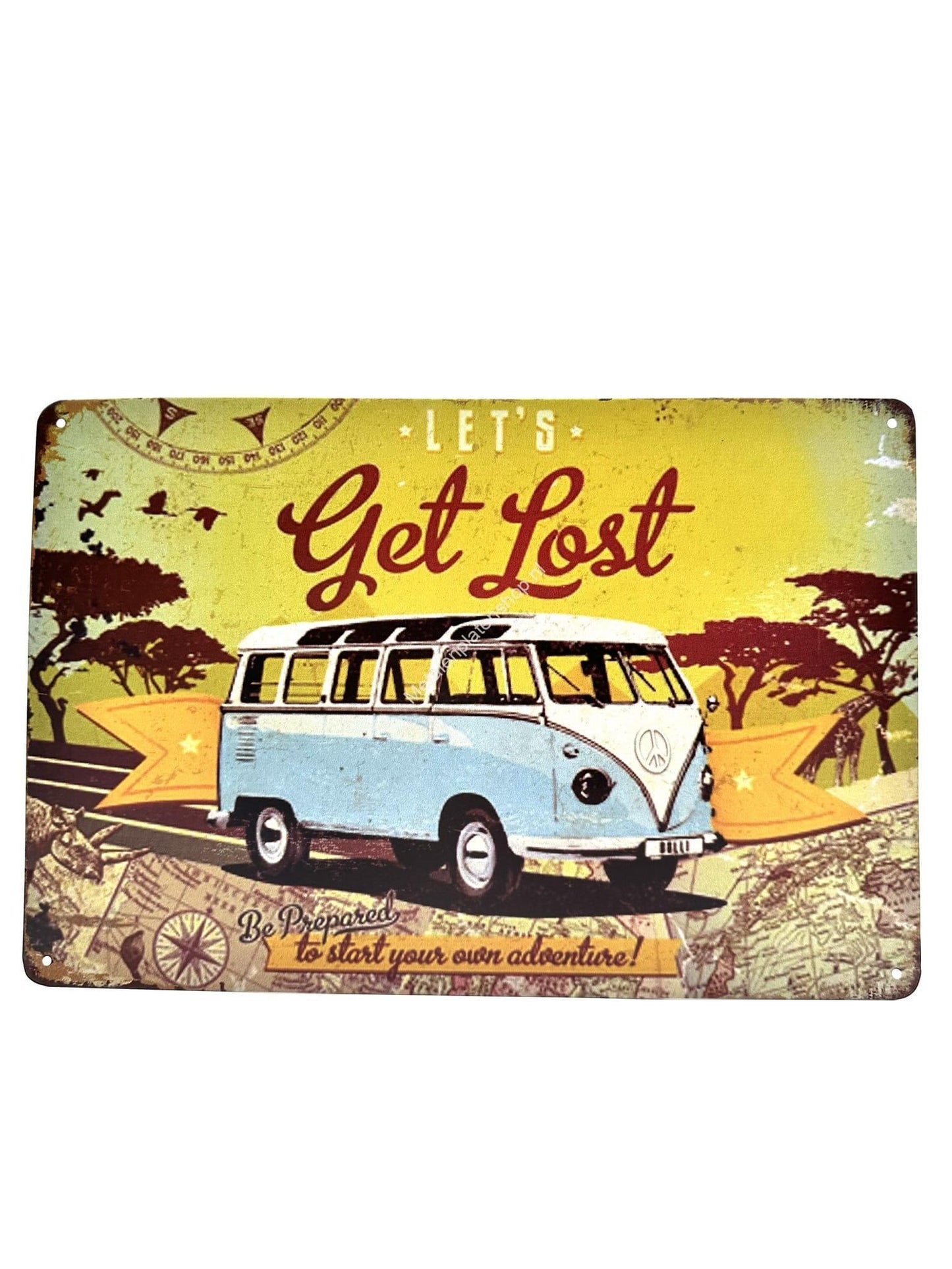 Metal Wall Sign - Lets Get Lost - Volkswagen Bus