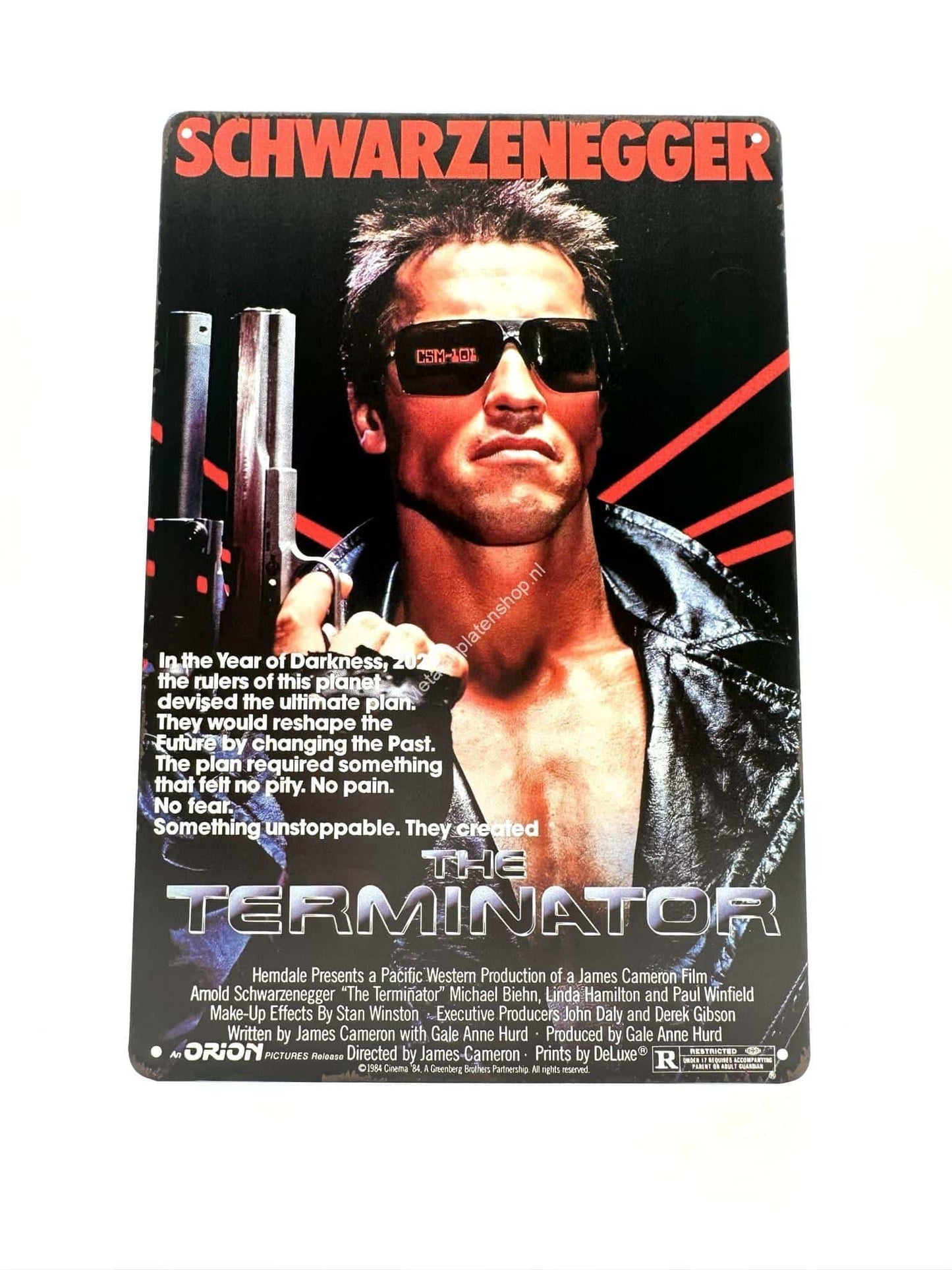 Metal Wall Sign - Arnold Schwarzenegger - The Terminator