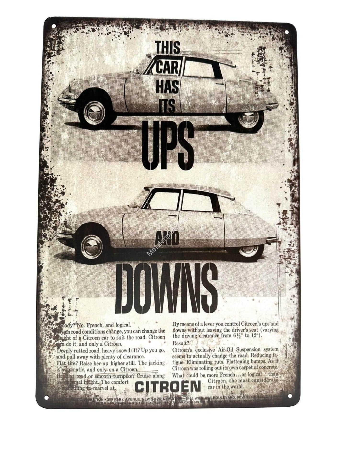 Metalen Wandbord - This car has its UPS and DOWNS - Citroen