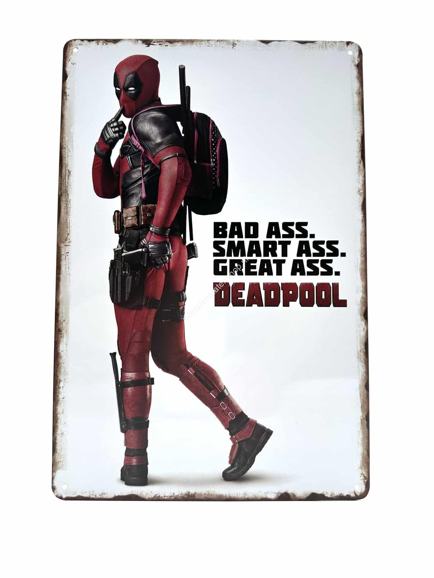 Metalen Wandbord - Deadpool - Bad Ass, Smart Ass, Great Ass