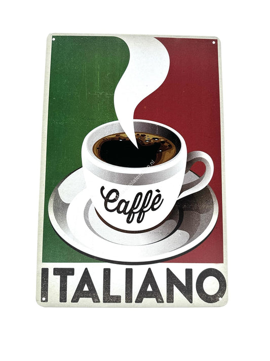 Metallwandschild – Caffé – Italiano