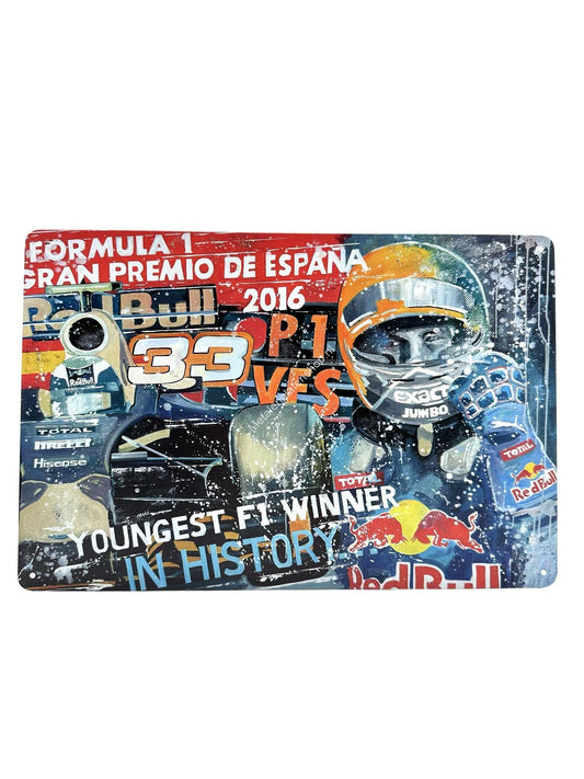 Metalen Wandbord - Formule 1 - Verstappen - Youngest F1 Winner