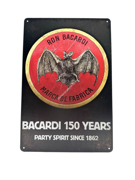 Metallwandschild - Bacardi - 150 Jahre