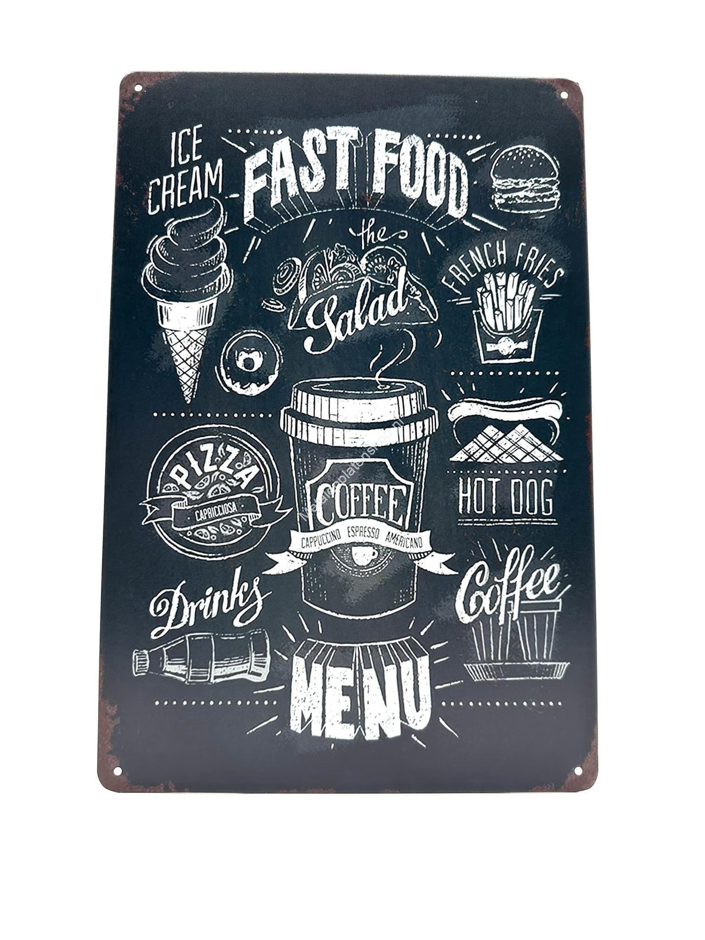 Metal Wall Board - Chalkboard - Fast Food - Ice Cream - Menu