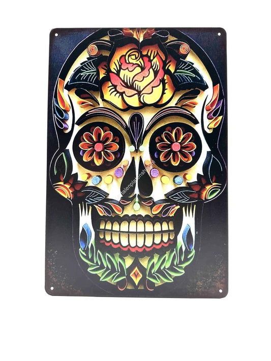 Metalen Wandbord - Corona Skull