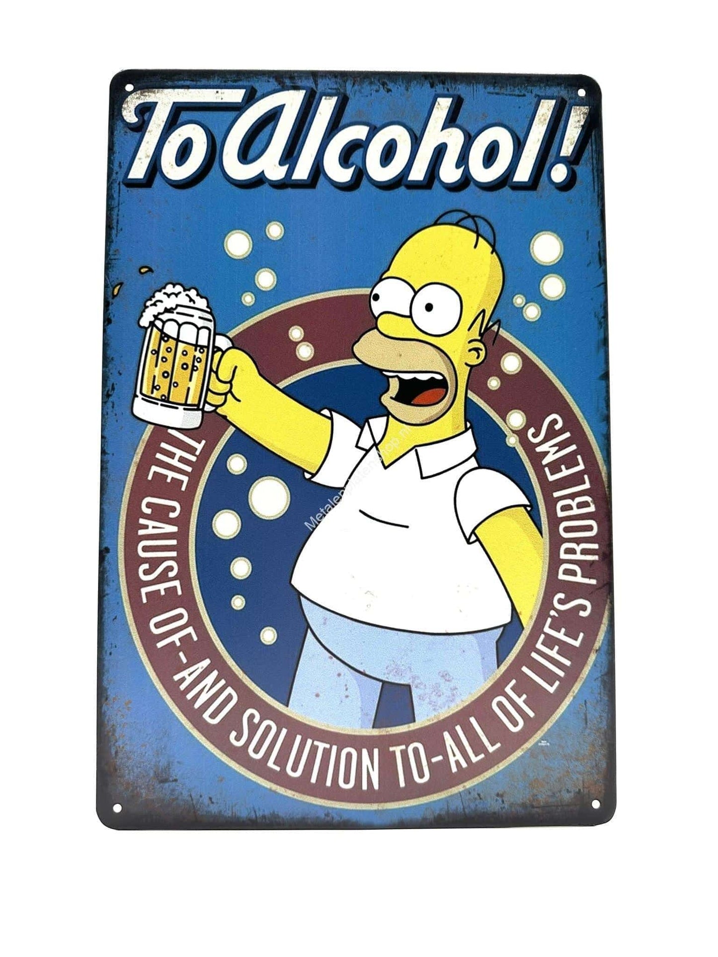 Wandschild aus Metall – Simpsons – Homer – To Alcohol