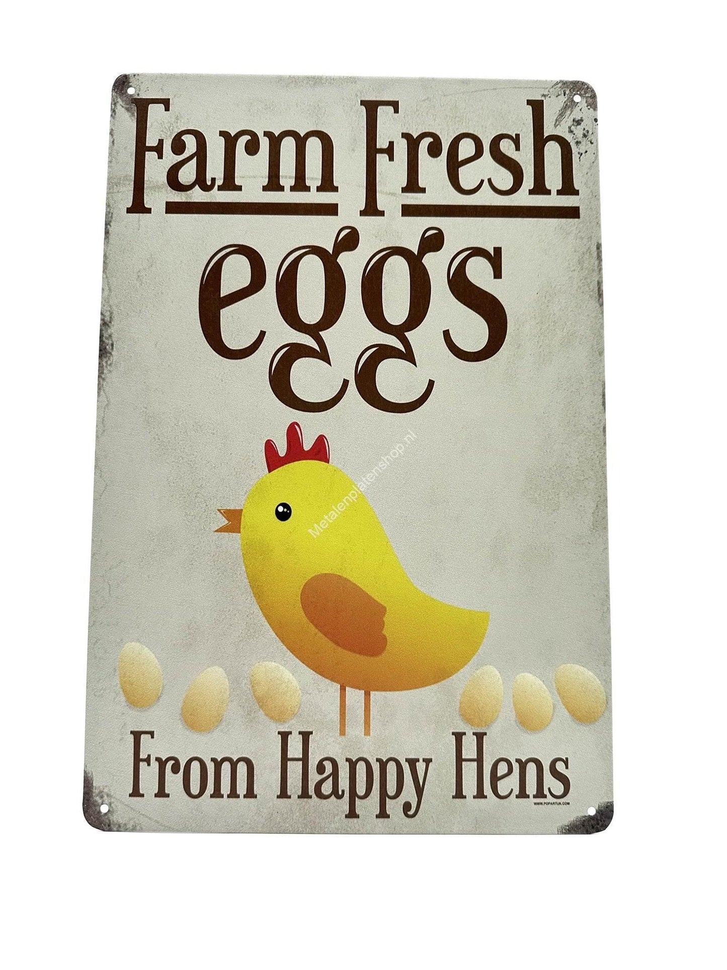 Metal Wall Sign - Farm Fresh Eggs - From Happy Hens