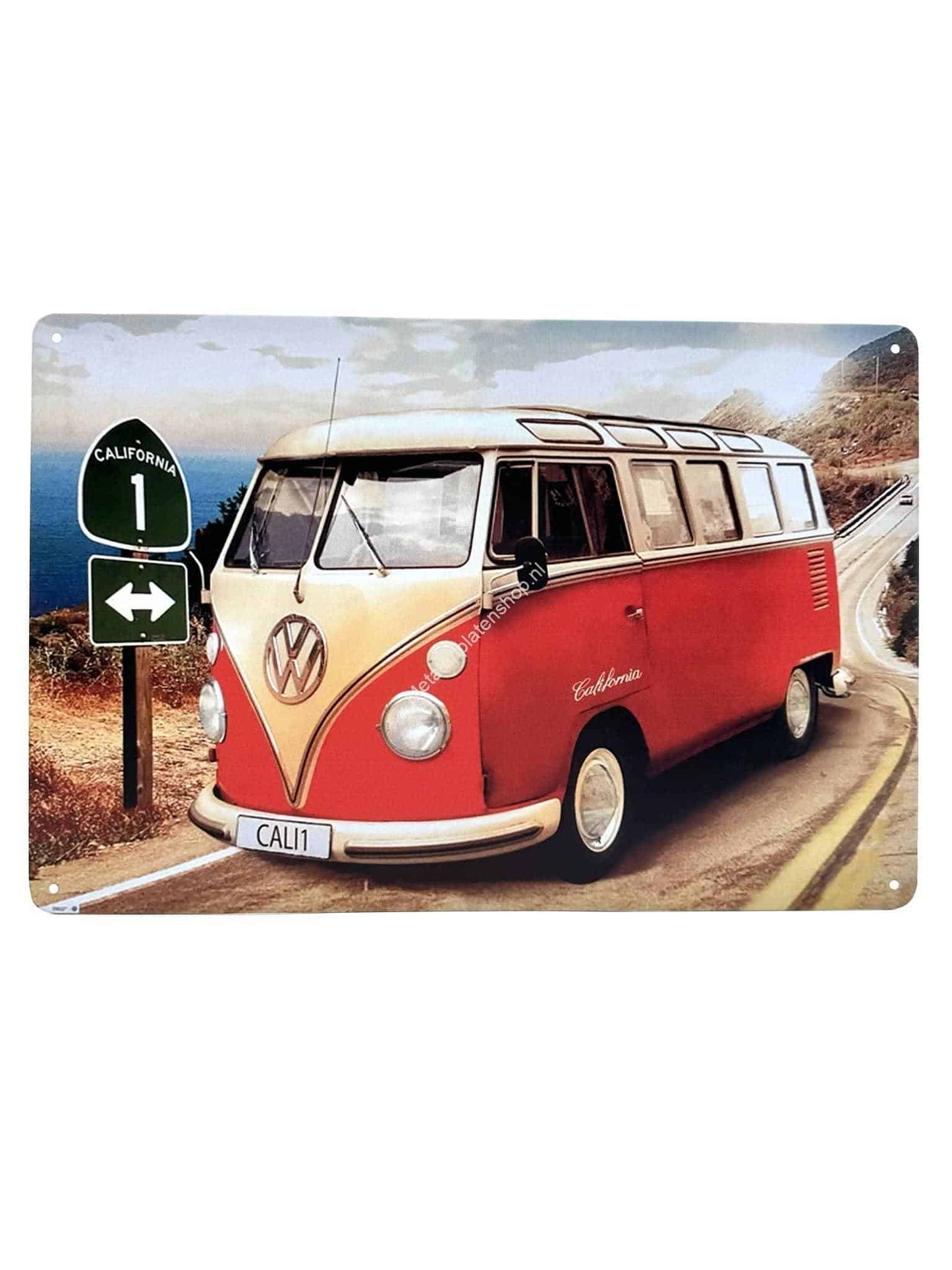 Metallwandschild – Volkswagen Bus – Kalifornien