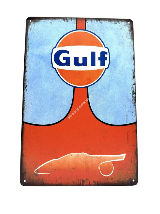 Metalen Wandbord - Gulf - Oil