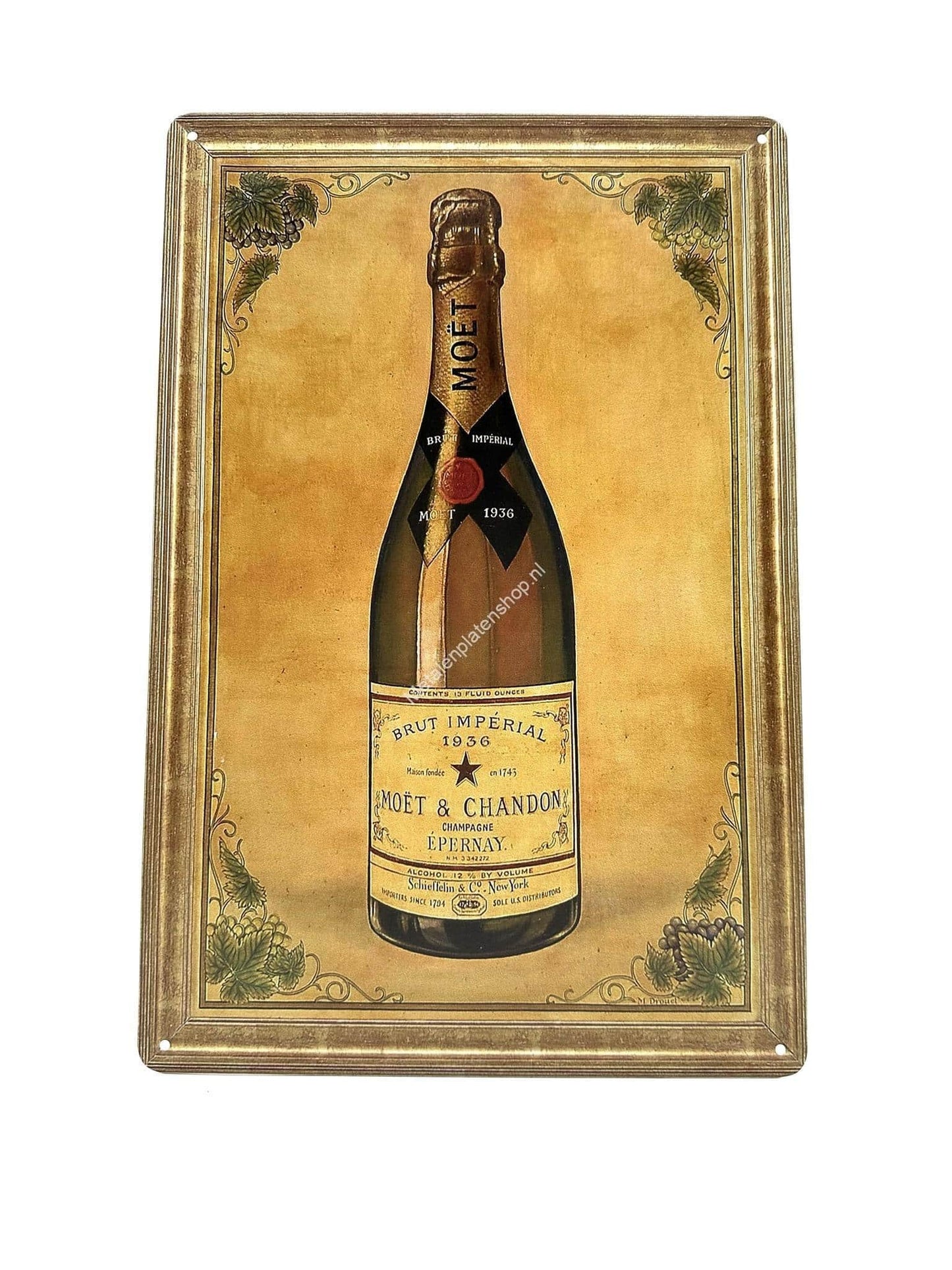 Metalen Wandbord - Moet & Chandon - Brut - 1936