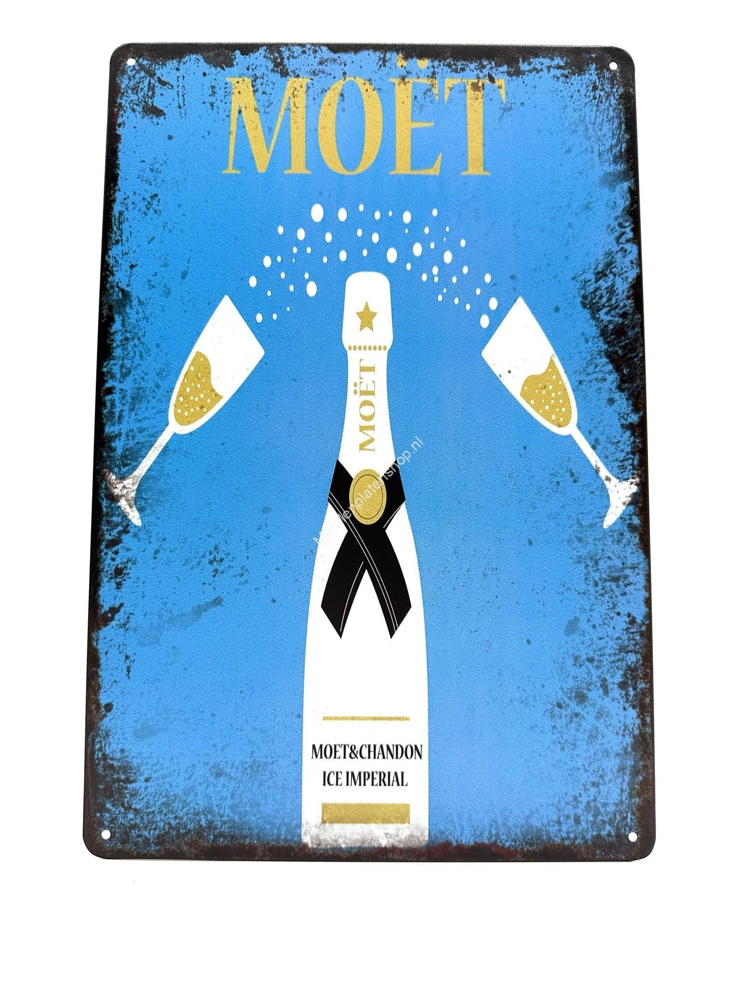 Metalen Wandbord - Moet - Champagne - Wit