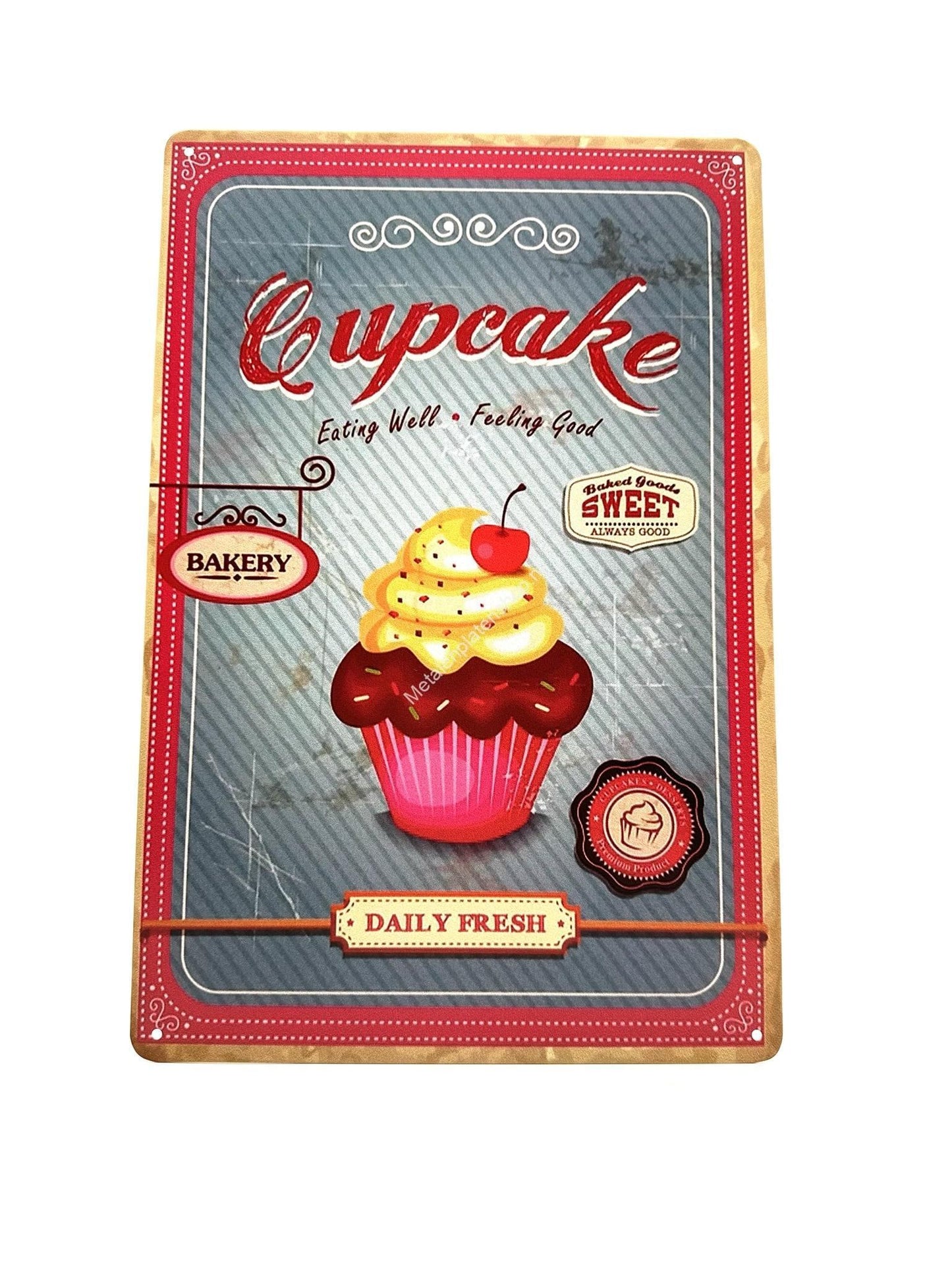 Metal Wall Sign - Cupcake - Eating Well - Feeling Good