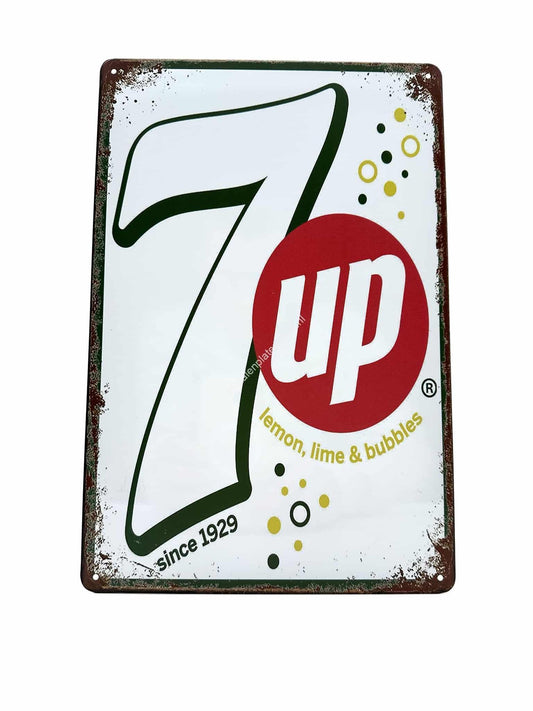 Metal Wall Sign - 7UP - Lemon, lime &amp; bubbles