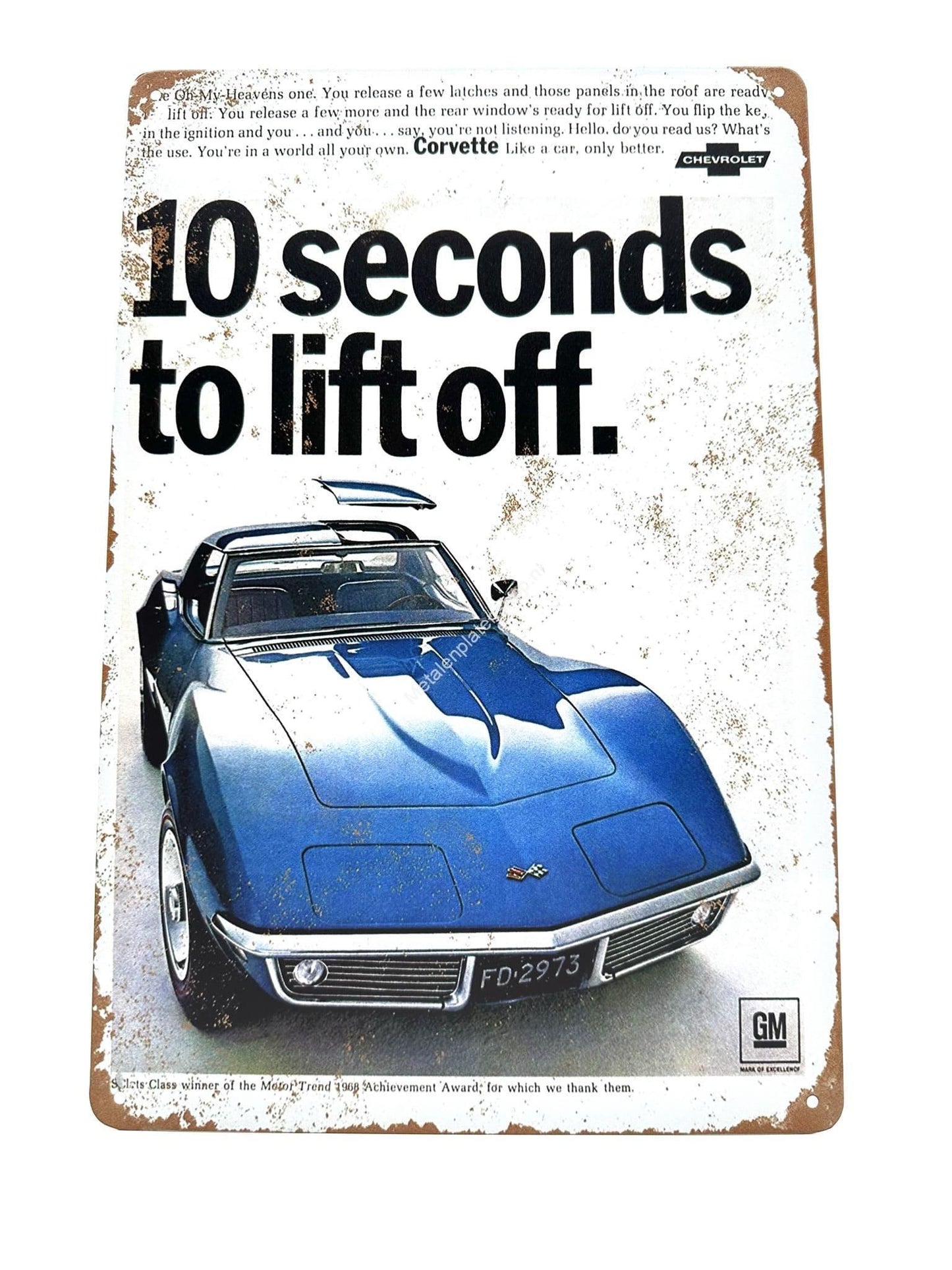 Metalen Wandbord - Chevrolet - 10 seconds to lift off