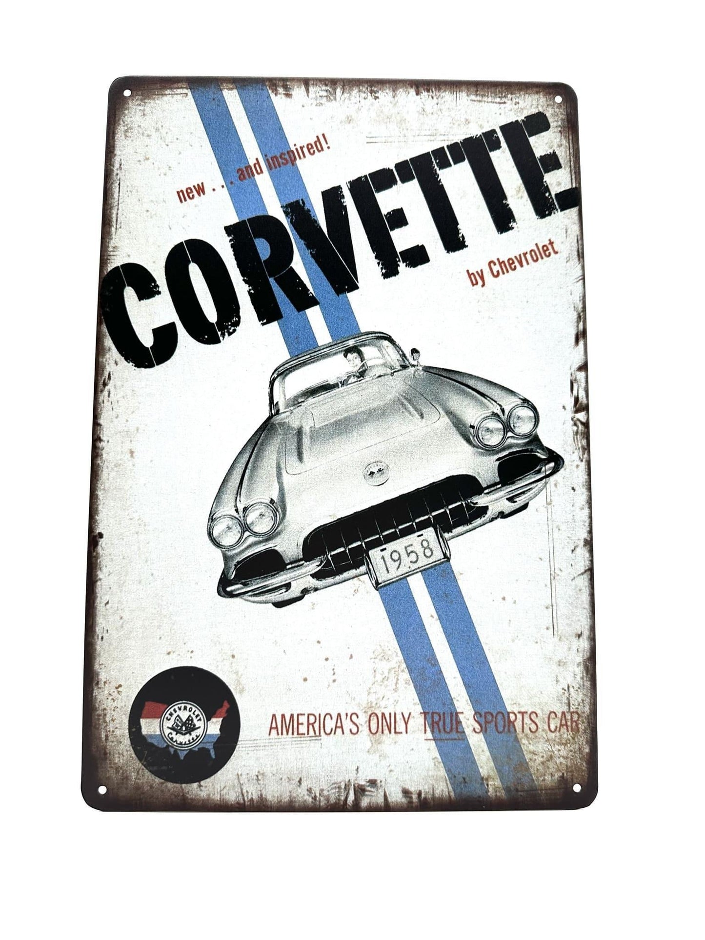 Metal Wall Sign - Corvette - Americas only true sports car