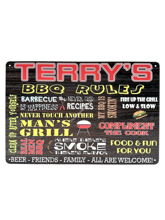 Metal Wall Sign - Terry's BBQ Rules