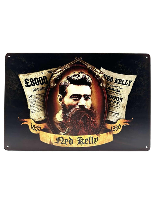 Wandschild aus Metall – Ned Kelly – Gesucht