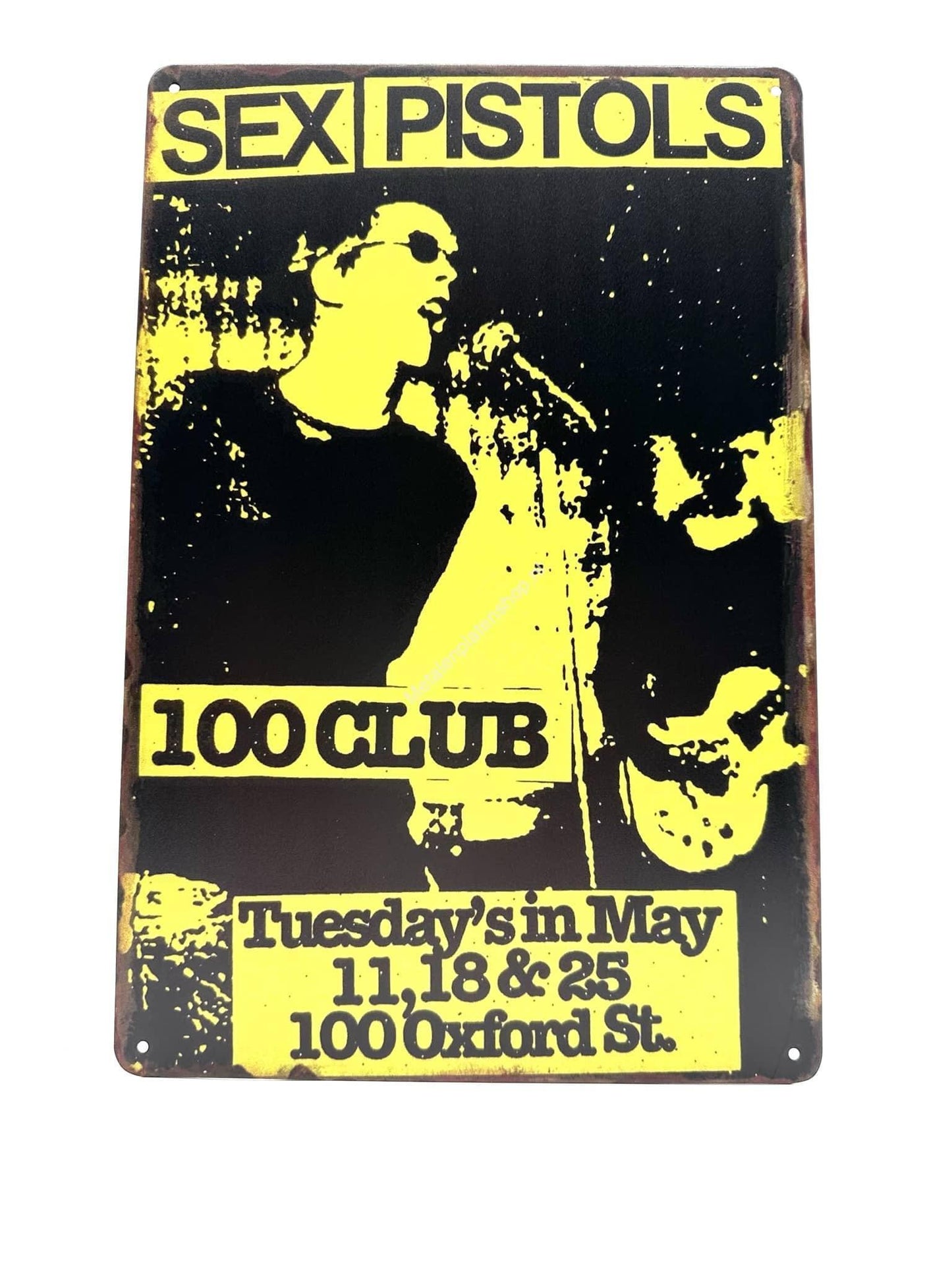 Metallwandschild - Sex Pistols - 100 Club