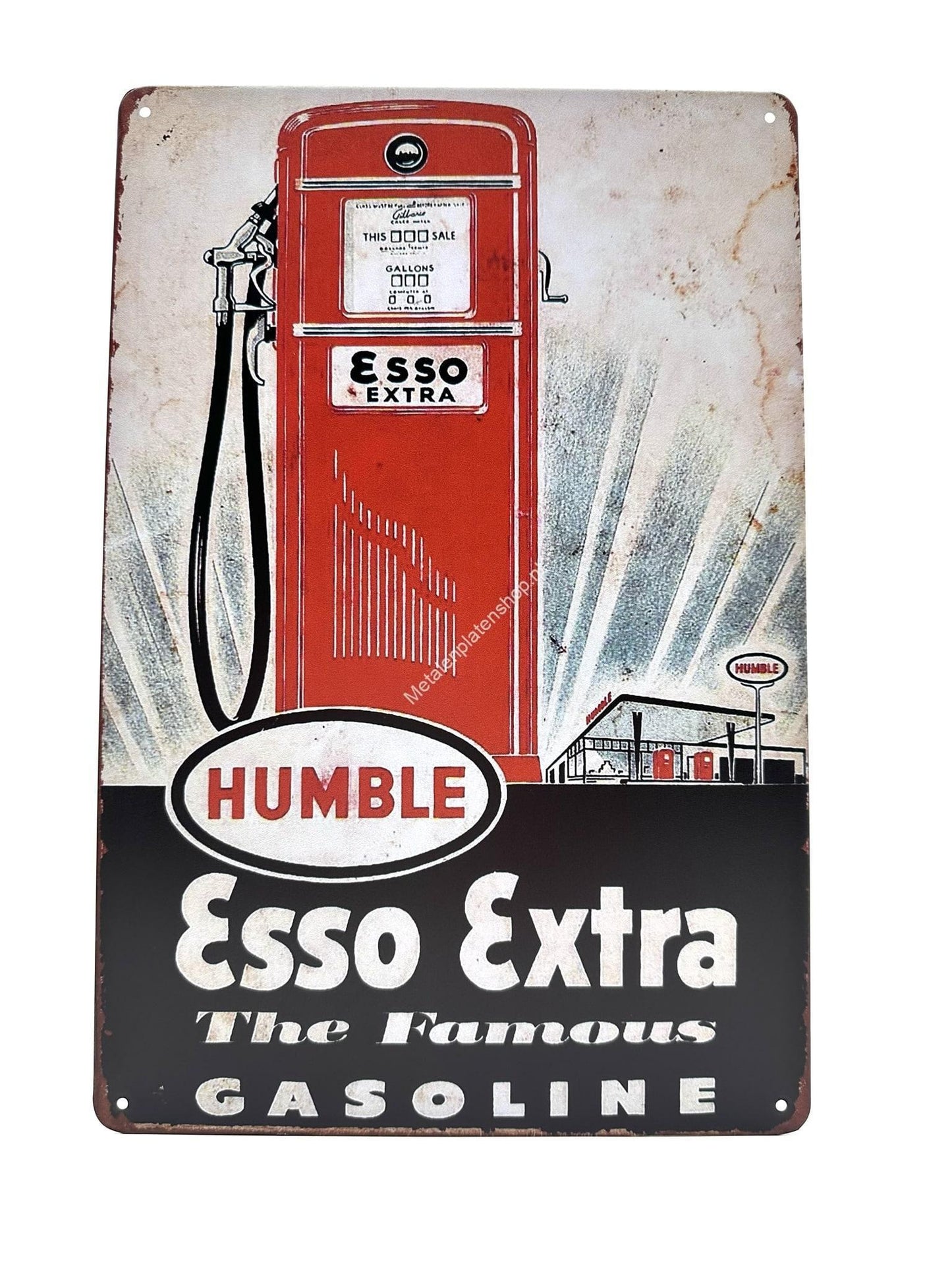 Metalen Wandbord - ESSO Extra - The Famous Gasoline