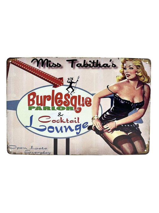 Wandschild aus Metall – Miss Tabitha's – Burlesque Parlour &amp; Cocktail Lounge