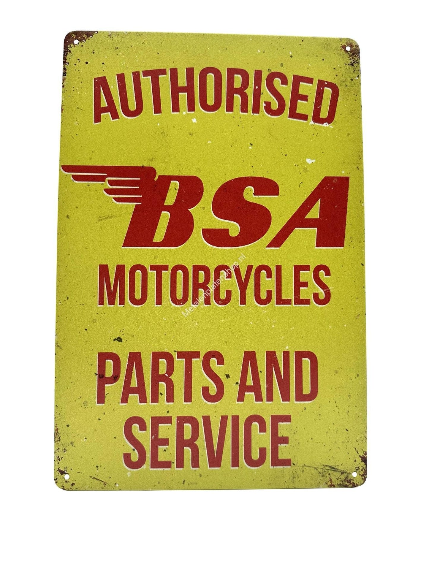 Metal Wall Sign - Authorized BSA Motorcycles - Parts and Service