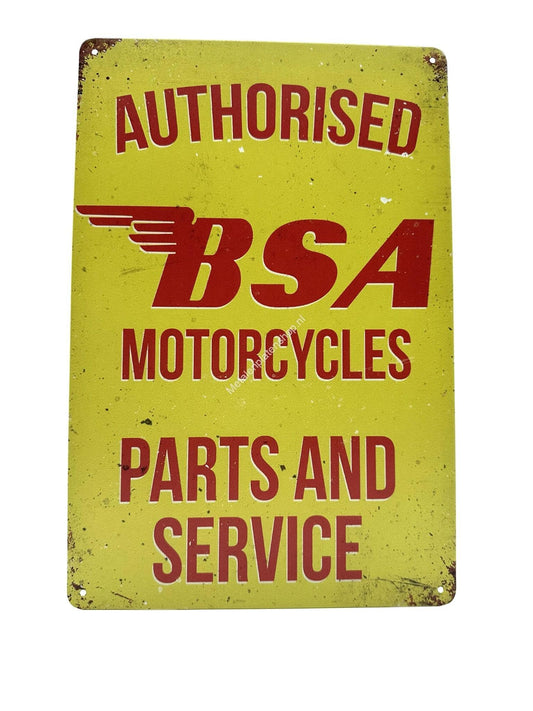 Metalen Wandbord - Authorised BSA Motorcycles - Parts and Service